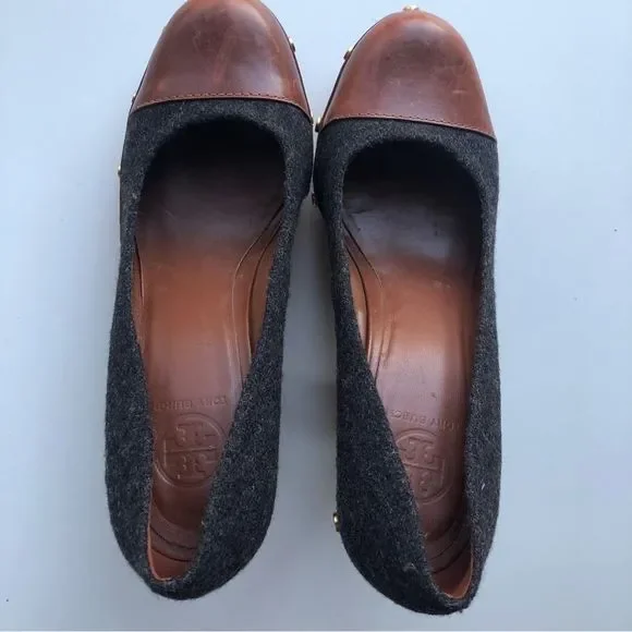 Tory Burch Brown and Gray Heels - Picture 5 of 9
